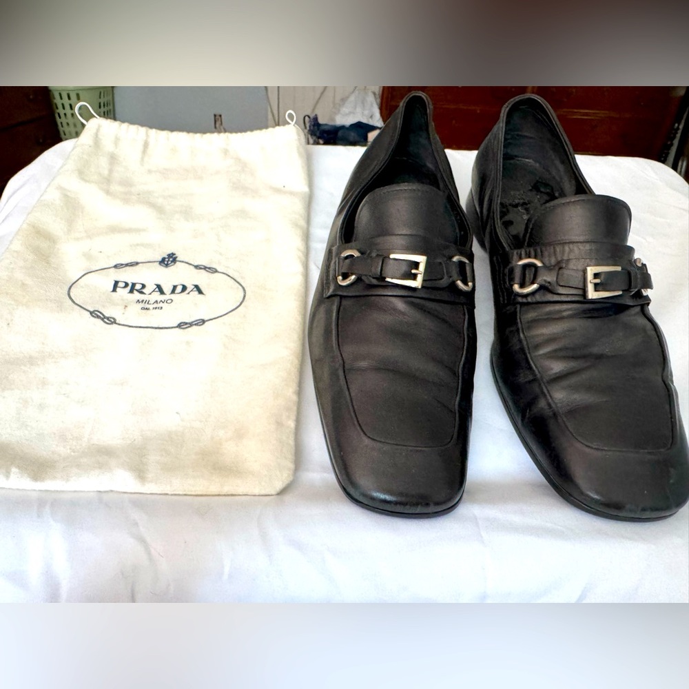 MENS black Prada loafers. Size 9 Italian, 11 US
